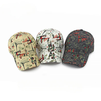 Spring Korean Printed Sunscreen Hard Cap Baseball Cap