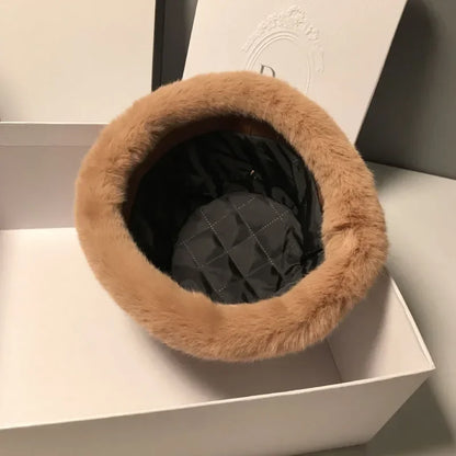 MAXSITI Faux Leather Fur Bucket Hat