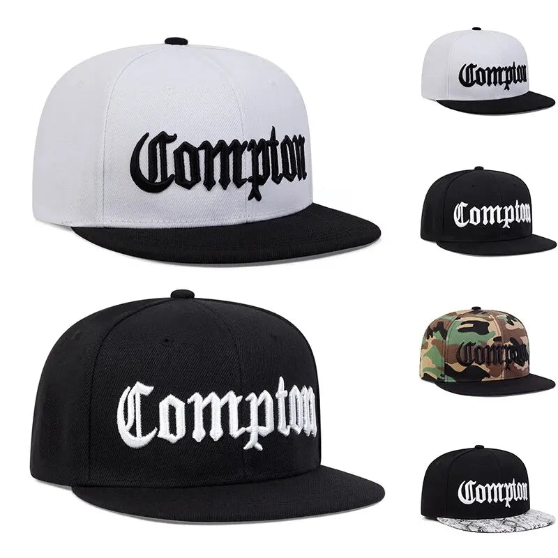 Compton Letter Embroidery Hip Hop Snapback Cap