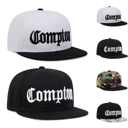 Compton Letter Embroidery Hip Hop Snapback Cap