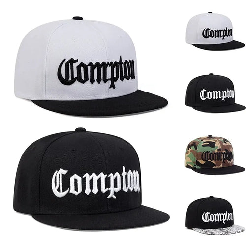 Compton Letter Embroidery Hip Hop Snapback Cap