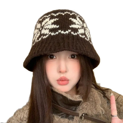 Vintage Ethnic Jacquard Ear Protection Bucket Hat