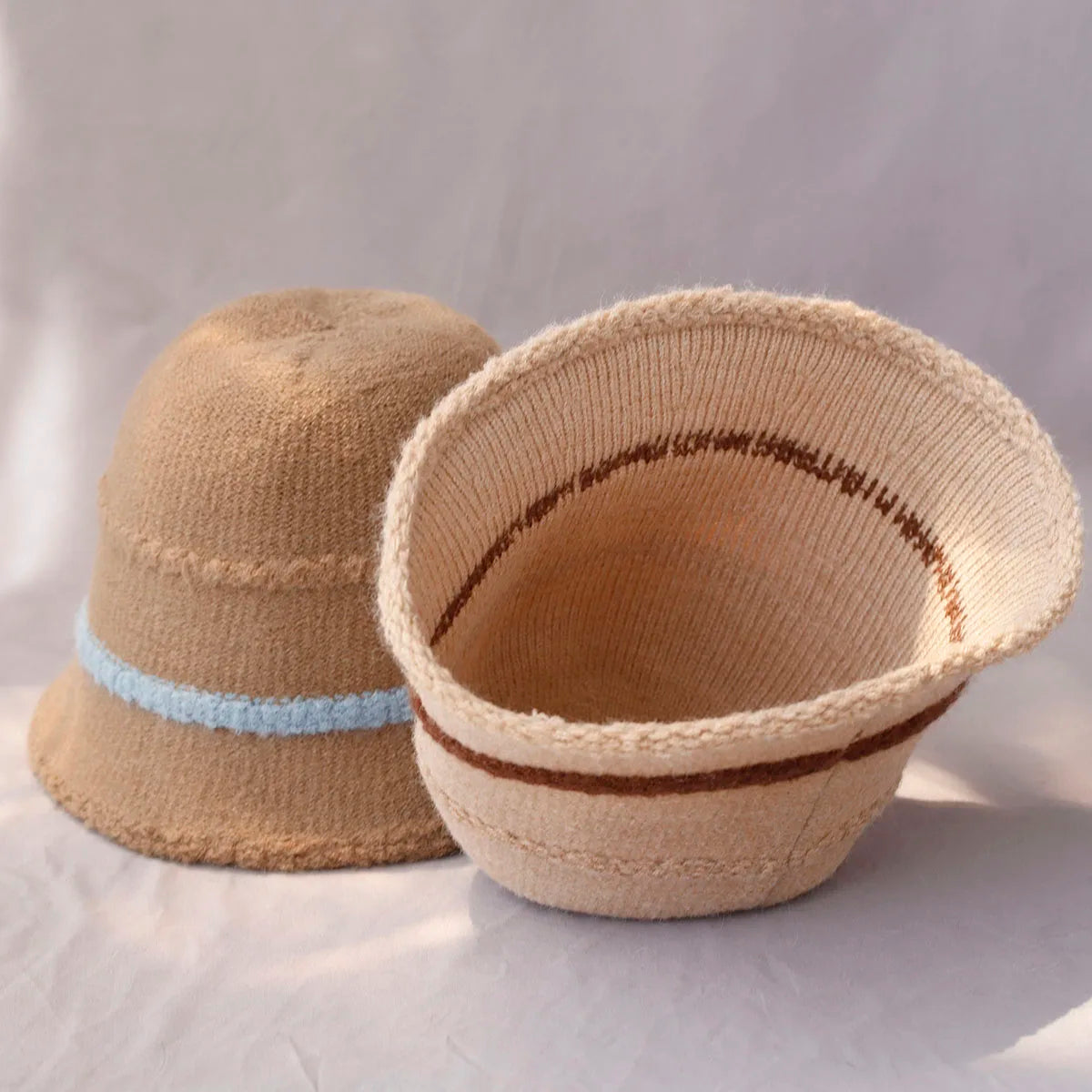 Striped Wool Knitted Bucket Hat