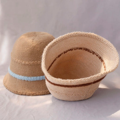 Striped Wool Knitted Bucket Hat