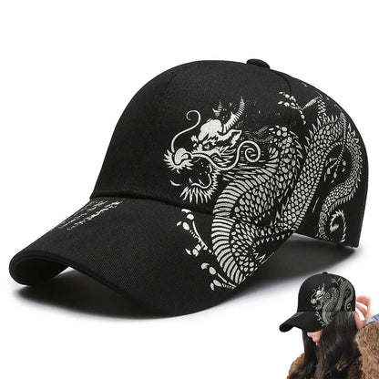 Dragon Print Chinese Style Adjustable Baseball Cap