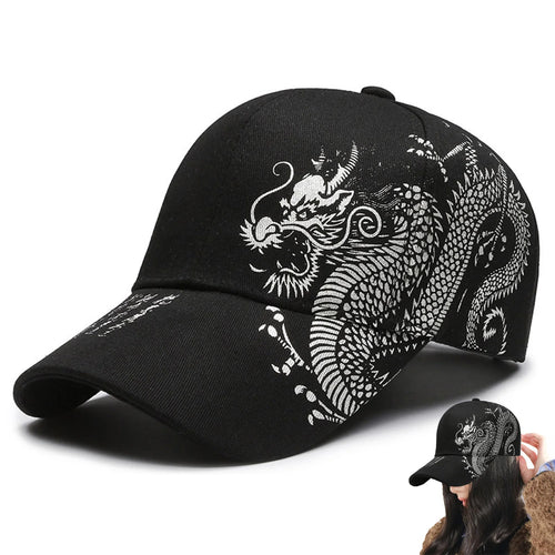 Dragon Print Chinese Style Adjustable Baseball Cap