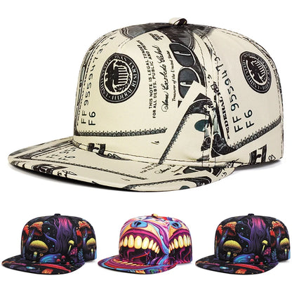Printed Flat Edge Hip Hop Baseball Hat