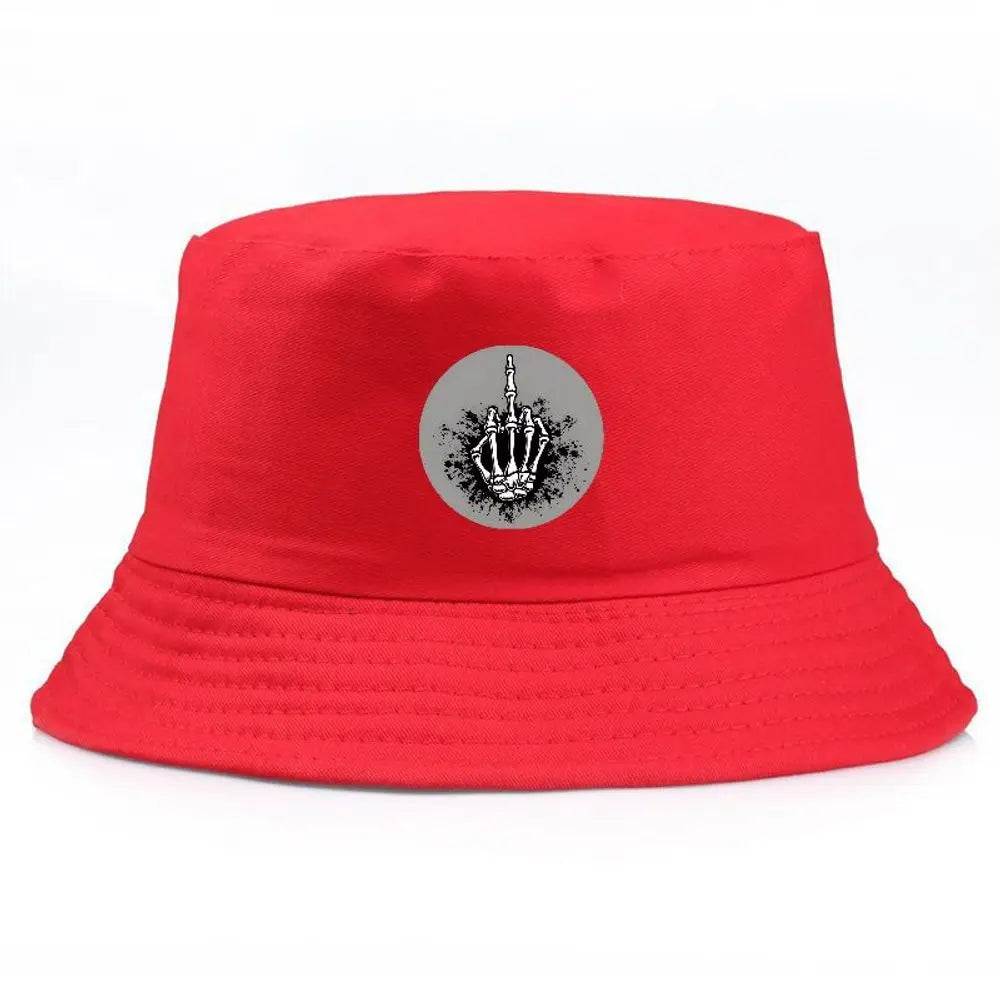 Unisex Hand Gesture Print Cotton Bucket Hat