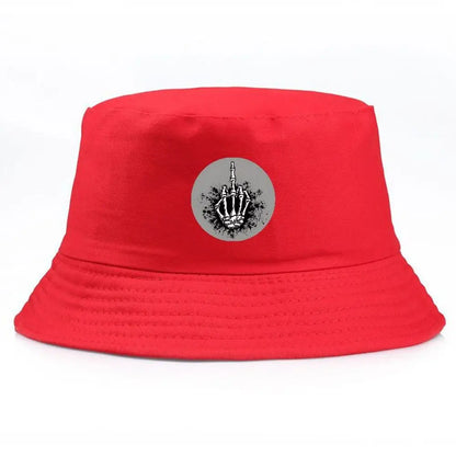 Unisex Hand Gesture Print Cotton Bucket Hat