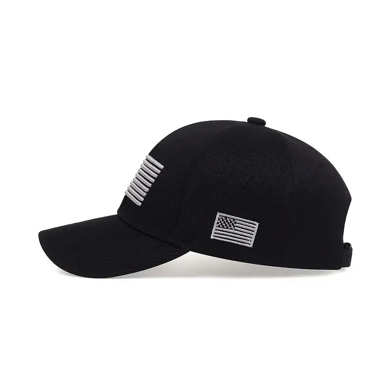 USA Flag Embroidered Solid Color Duckbill Baseball Hat