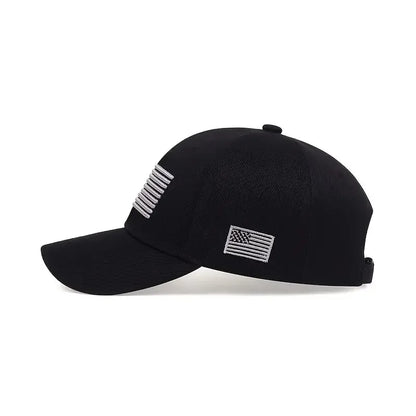 USA Flag Embroidered Solid Color Duckbill Baseball Hat