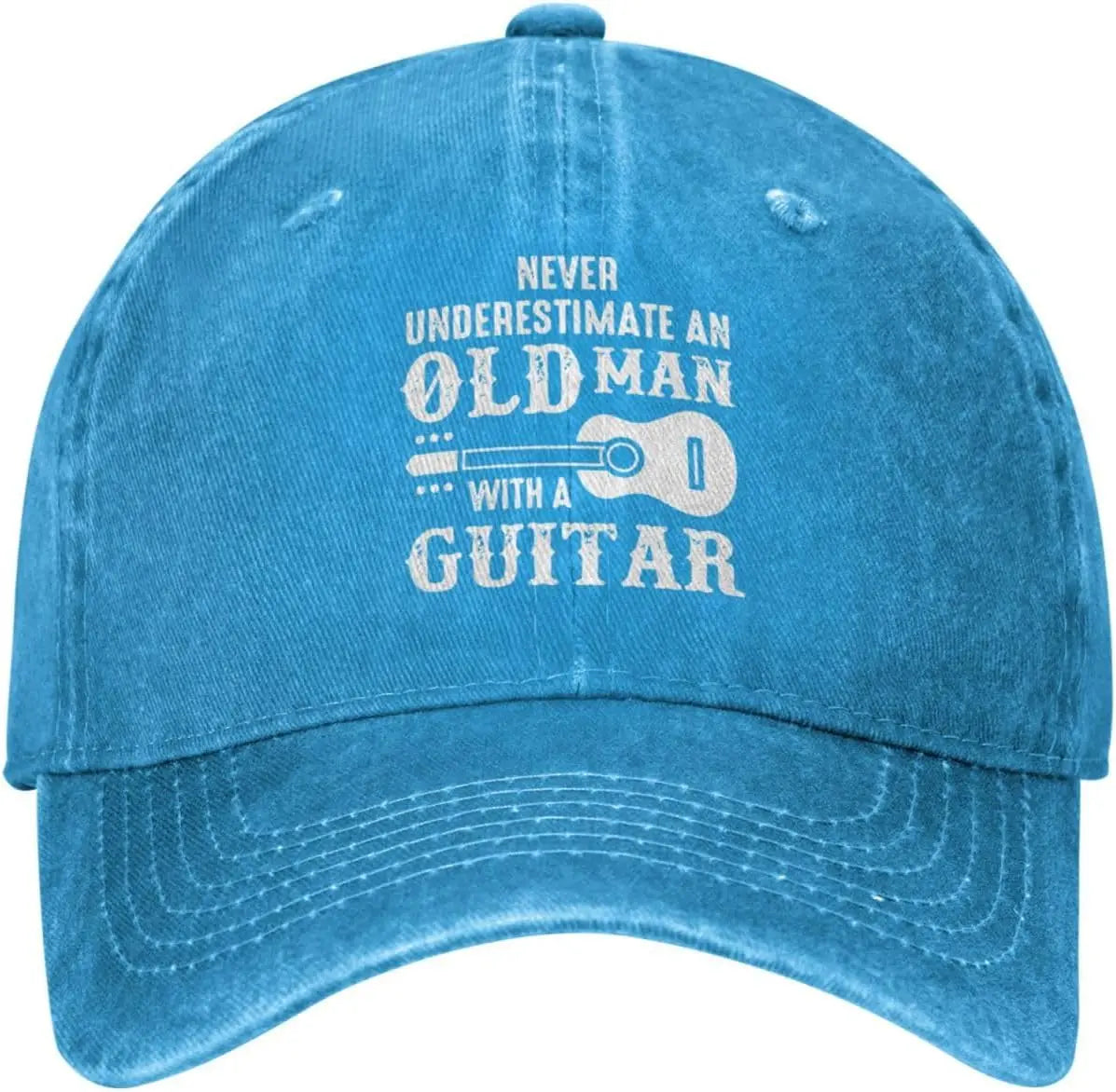 Never Underestimate Old Man With Guitar Baseball Cap