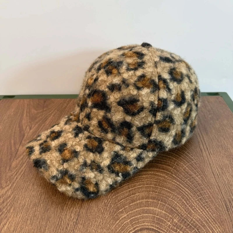 Leopard Print Plush Baseball Hat