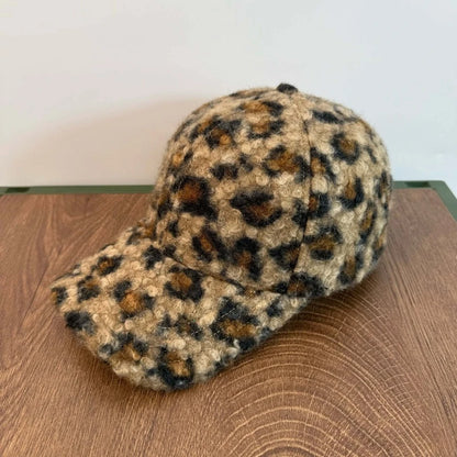 Leopard Print Plush Baseball Hat