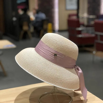 French Hepburn Bow Wide Brim Bucket Hat