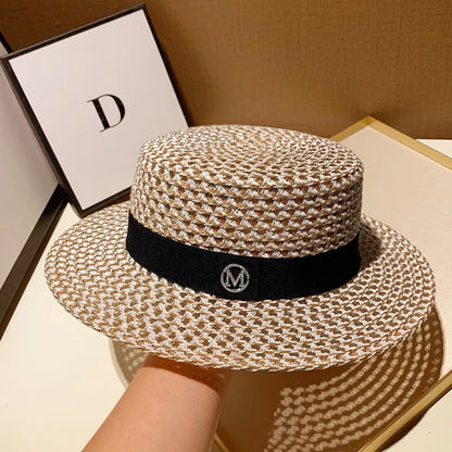 French Vintage Rhinestone Straw Bucket Hat
