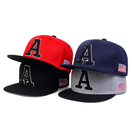 Unisex Simple Letter A Embroidery Snapback Cap