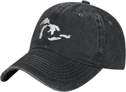 Great Lakes Michigan Outline Washed Baseball Cap