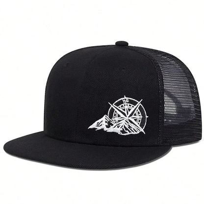 Unisex Compass Mountain Embroidery Hip-hop Net Hats