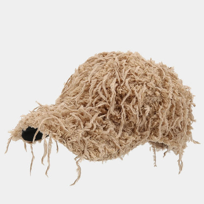 M Label Lamb Wool Baseball Cap