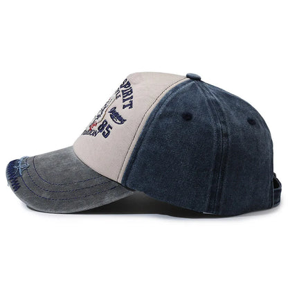 Vintage Wolf Embroidery Washed Baseball Cap