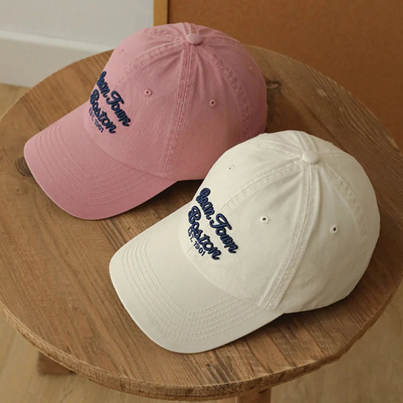 Vintage Korean Letter Duck Tongue Baseball Cap
