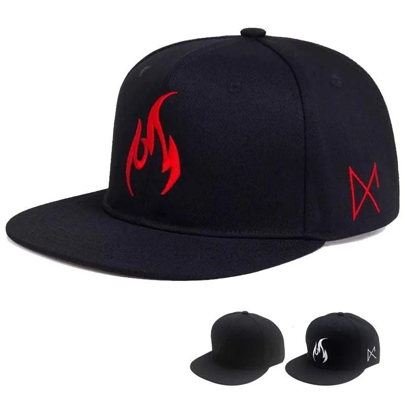 Unisex Flame Embroidery Baseball Cap