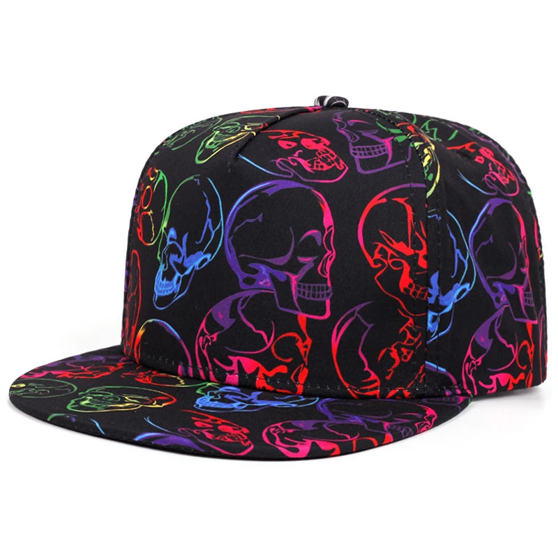 Skeleton Print Street Flat Brim Cap