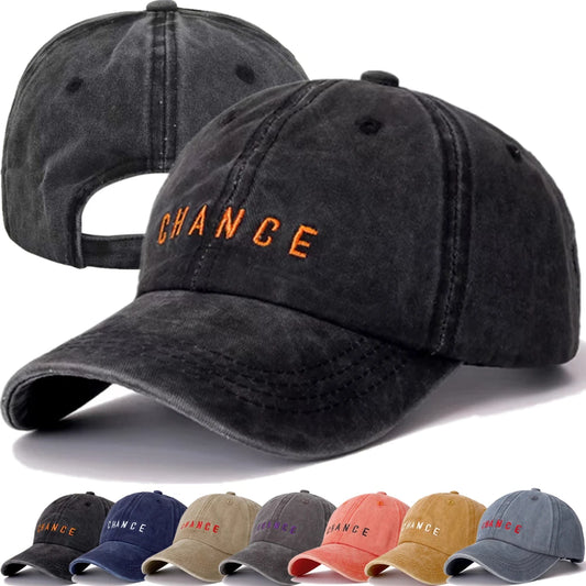 Unisex Washed Cotton Chance Letter Baseball Cap