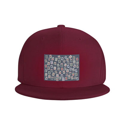 Blue Mahjong Tile Game Pattern Snapback Cap