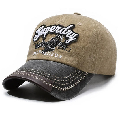 Sporty Cotton Washed Original Black Letter Embroidery Baseball Cap