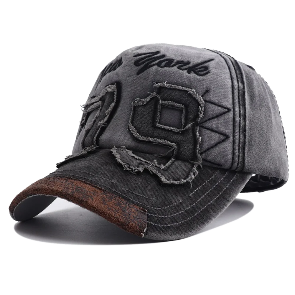 Unisex Washed Cotton Embroidered Letter Baseball Cap