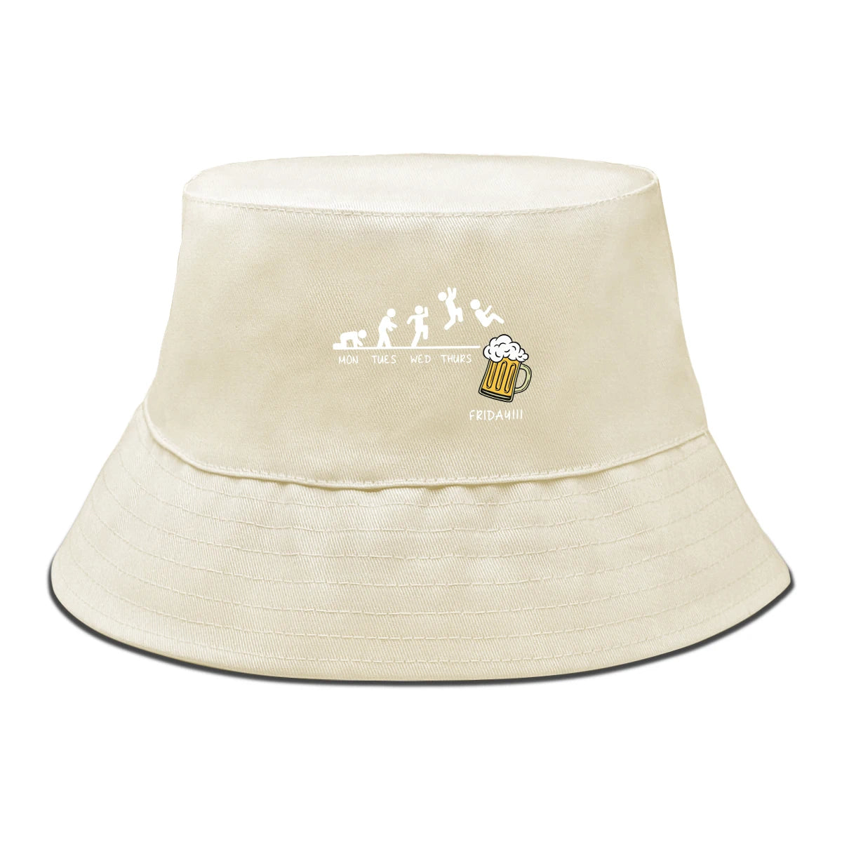 Friday With Beer Solid Color Foldable Bucket Hat
