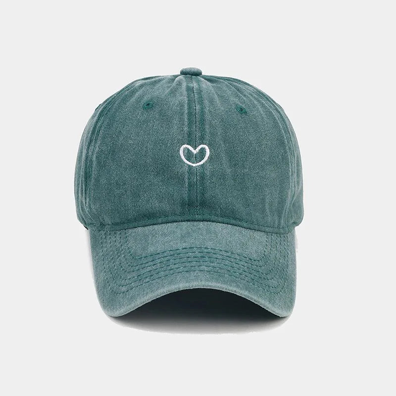 Washed Cotton Love Embroidery Retro Baseball Cap