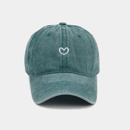 Washed Cotton Love Embroidery Retro Baseball Cap