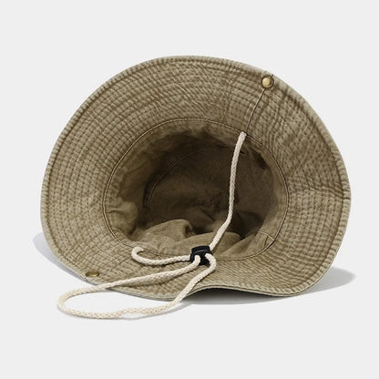 Washed Denim Letter Embroidery Unisex Bucket Hat