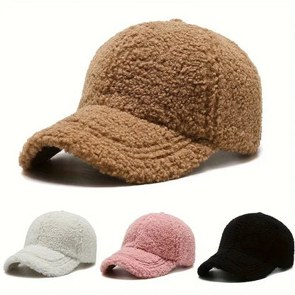 Lamb Wool Plush Winter Baseball Cap