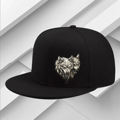 Three Headed Fierce Wolf Graphic Snapback Cap