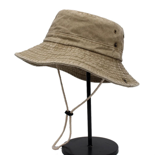 Wide Brim Washed Cotton Outdoor Bucket Hat