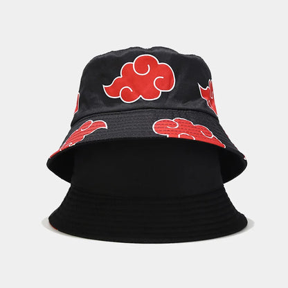 Red Cloud Anime Embroidered Cotton Bucket Hat