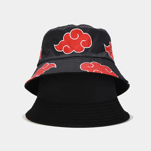 Red Cloud Anime Embroidered Cotton Bucket Hat