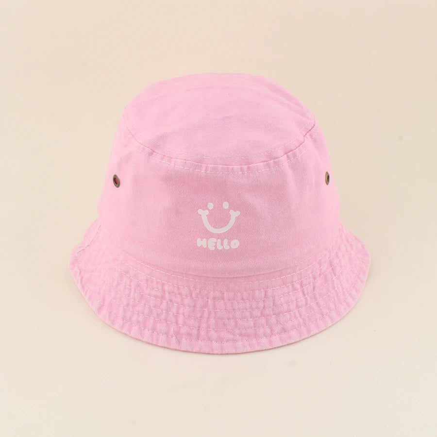 Kids Smiling Face Cotton Summer Bucket Hat