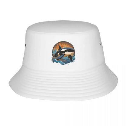 Vintage Orca Ocean Circle Art Bucket Hat