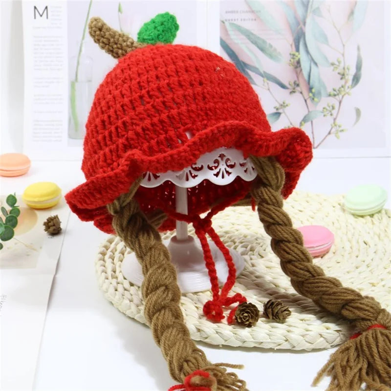 Red Apple Braid Wig Kids Bucket Hat