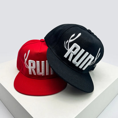 Unisex Flat Eave Embroidered RUN Letters Baseball Hats