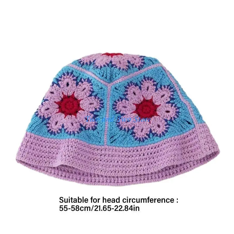 Handcrochet Elegant Knitted Flower Sunproof Bucket Hat