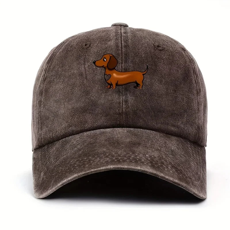 Cute Sausage Dog Printed Adjustable Baseball Cap
