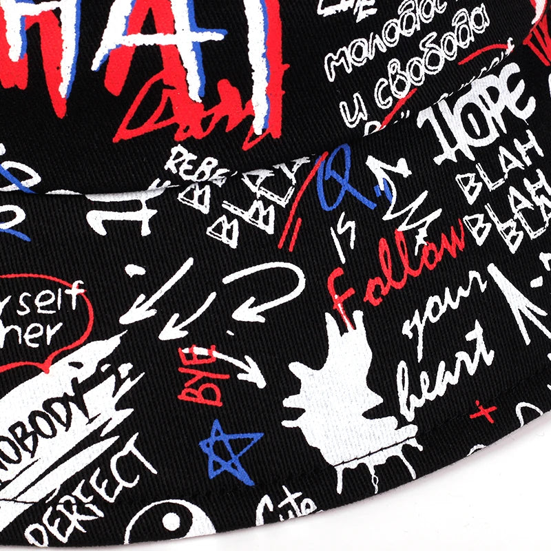 Summer Graffiti Bucket Hat Unisex Fishing Sun Cap