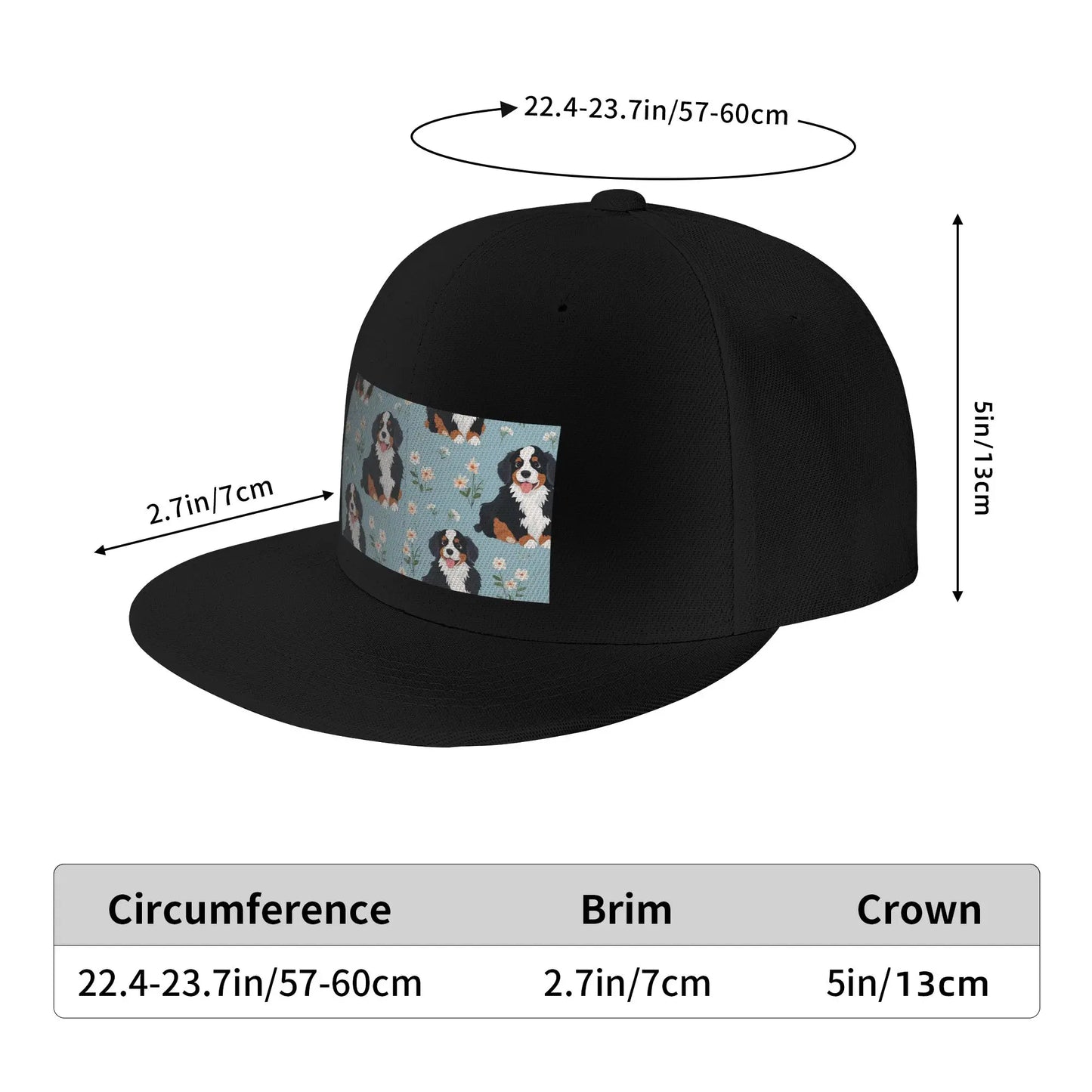 Cute Bernese Mountain Dog Cartoon Pattern Snapback Cap