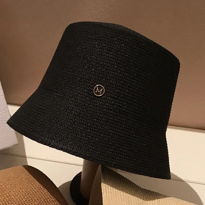 Japanese Designer Straw Weaving Bucket Hat